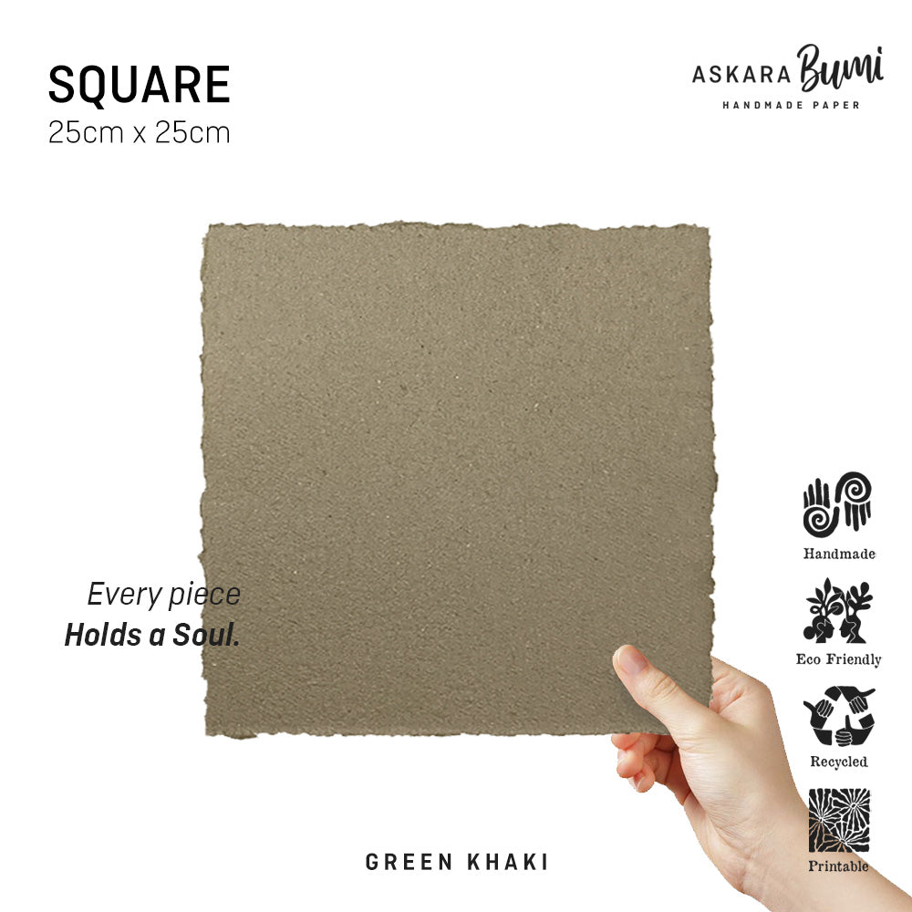 Kertas Handmade Daur Ulang Green Khaki