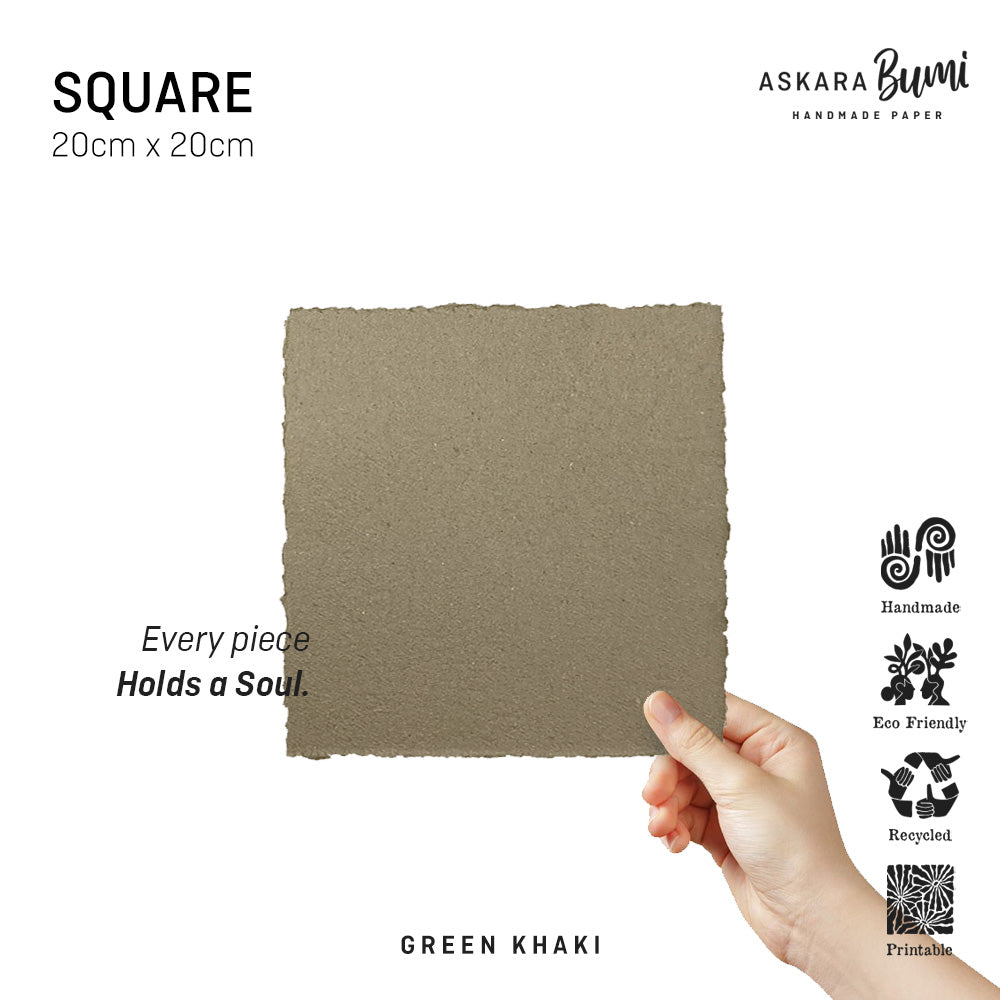 Kertas Handmade Daur Ulang Green Khaki