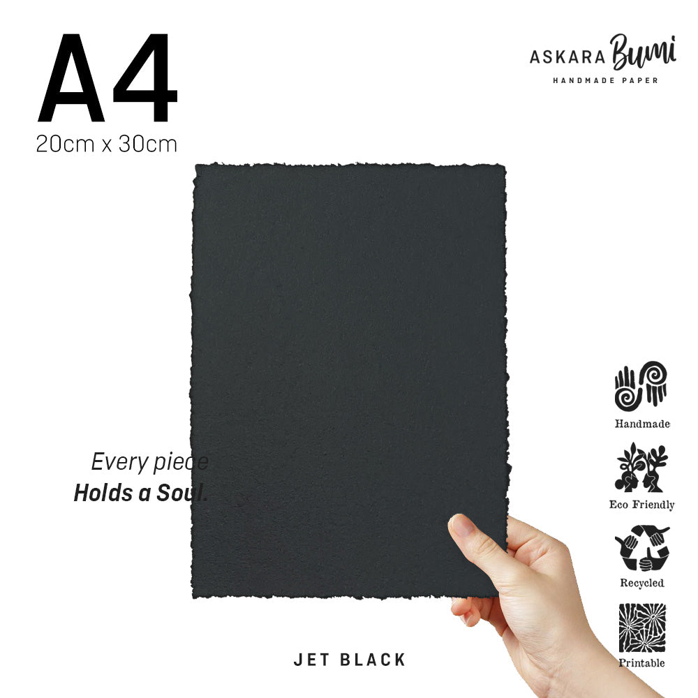 Kertas Handmade Daur Ulang Jet Black