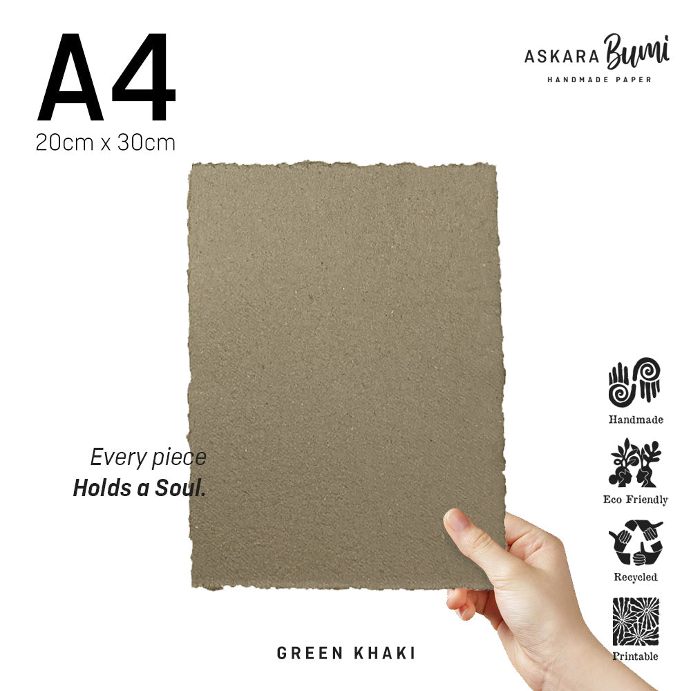 Kertas Handmade Daur Ulang Green Khaki