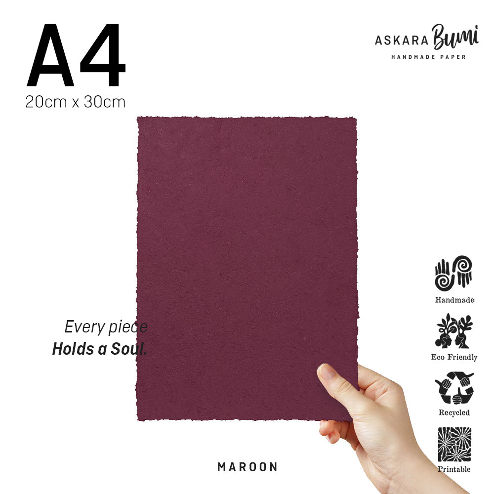 Kertas Handmade Daur Ulang Maroon