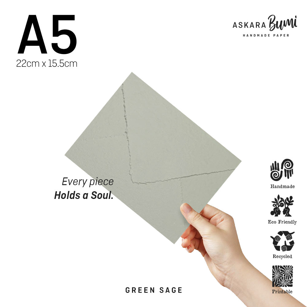 Amplop Handmade Daur Ulang Green Sage