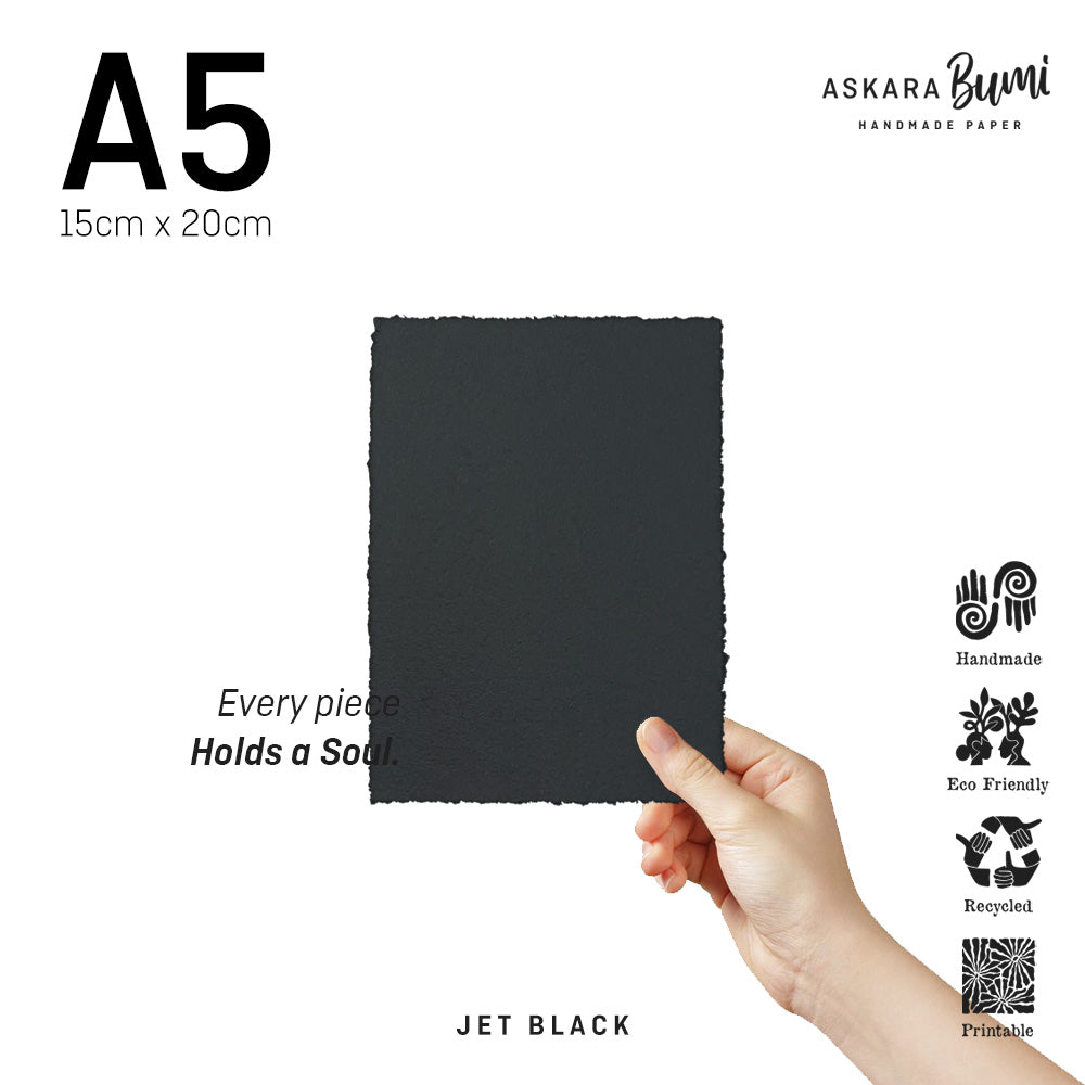 Kertas Handmade Daur Ulang Jet Black