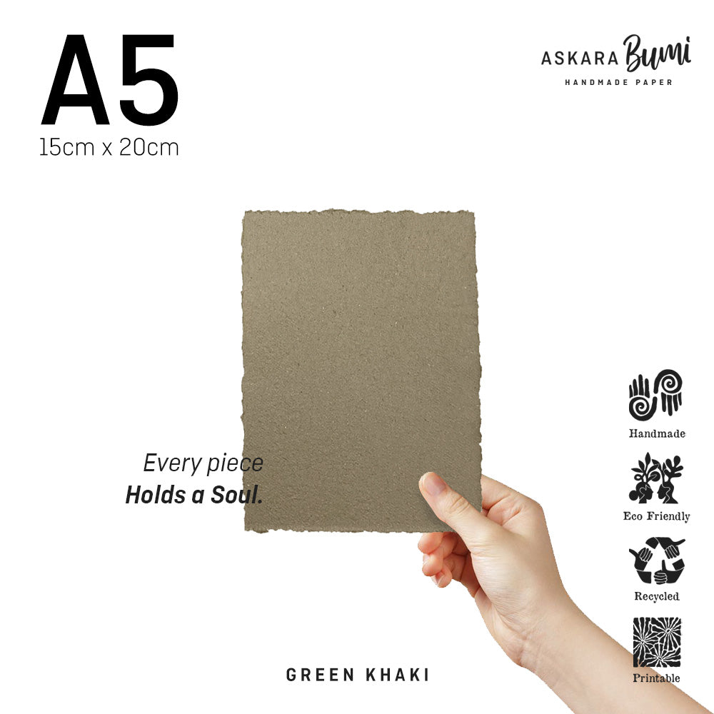 Kertas Handmade Daur Ulang Green Khaki