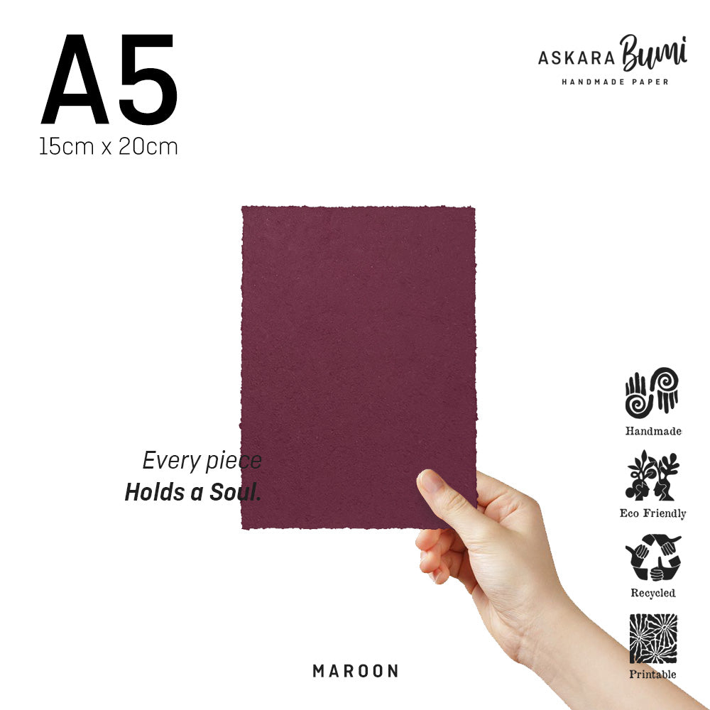 Kertas Handmade Daur Ulang Maroon