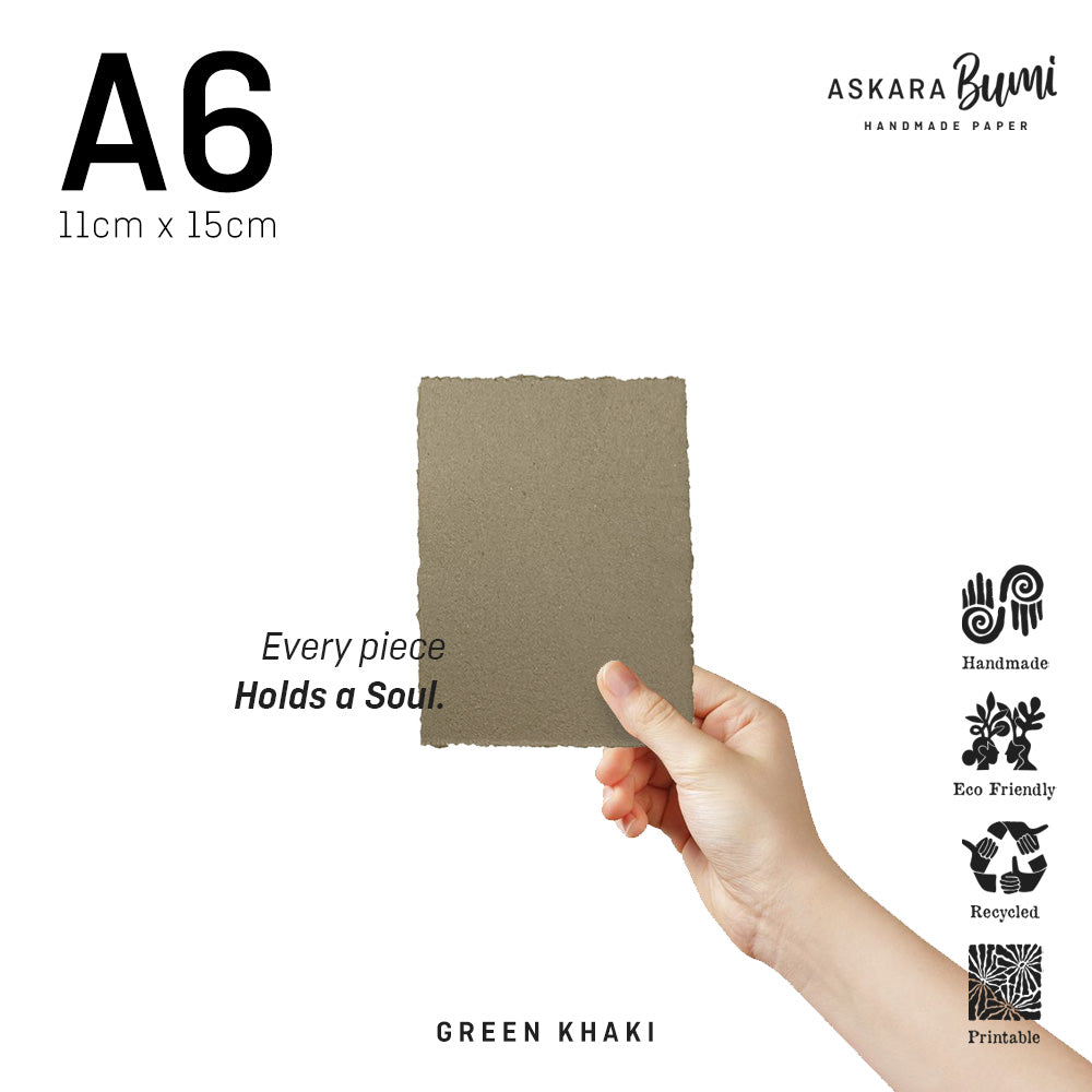 Kertas Handmade Daur Ulang Green Khaki