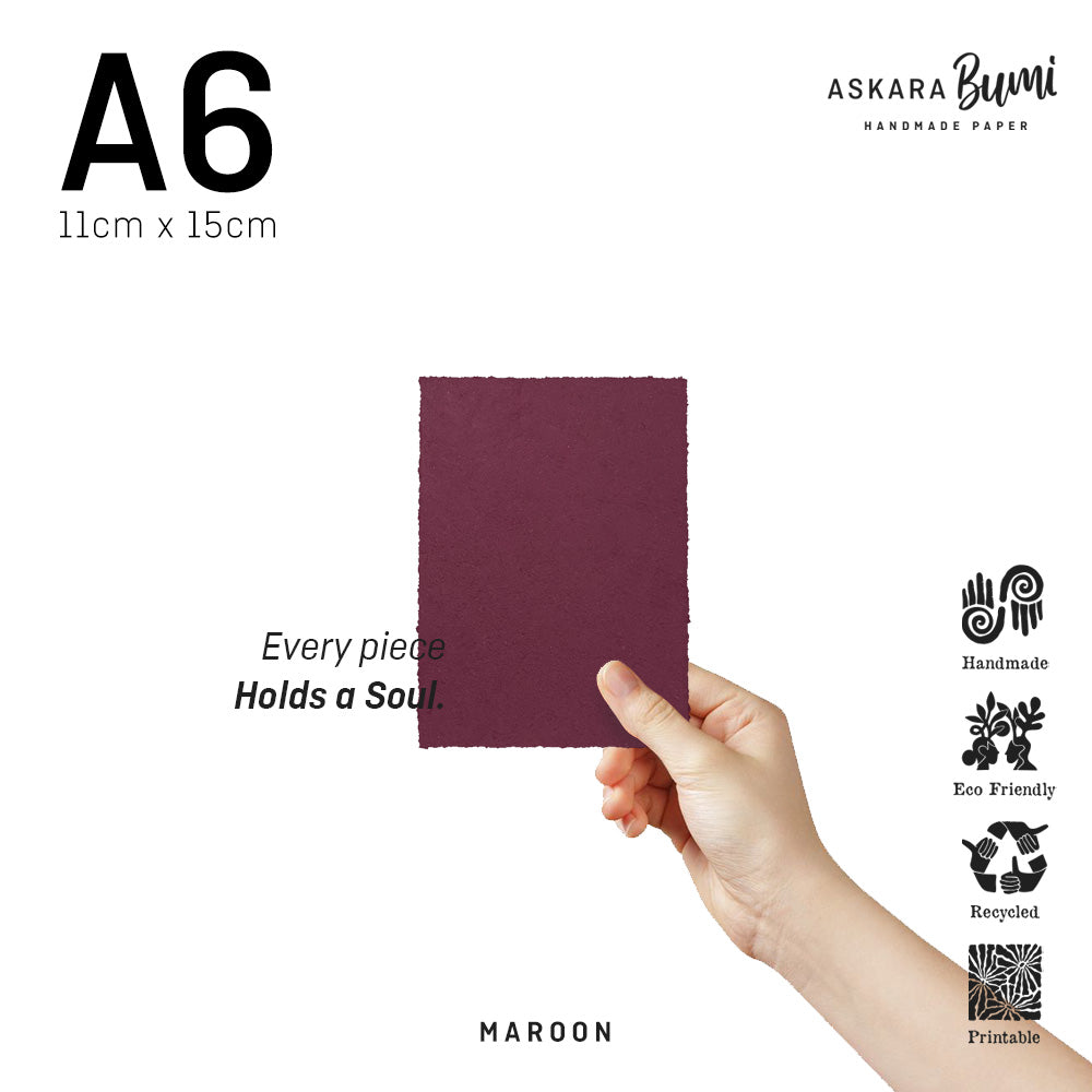 Kertas Handmade Daur Ulang Maroon