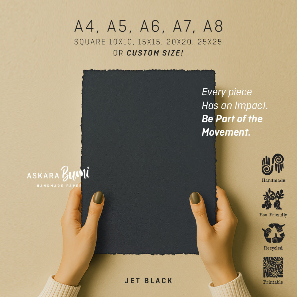 Kertas Handmade Daur Ulang Jet Black