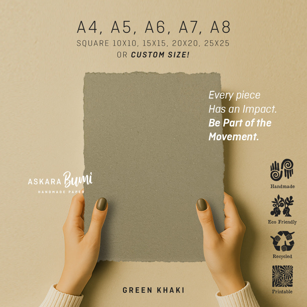 Kertas Handmade Daur Ulang Green Khaki