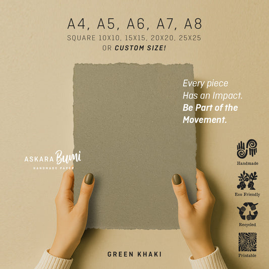 Kertas Handmade Daur Ulang Green Khaki