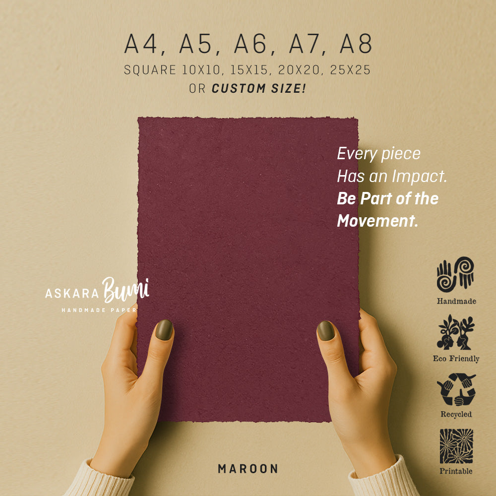 Kertas Handmade Daur Ulang Maroon